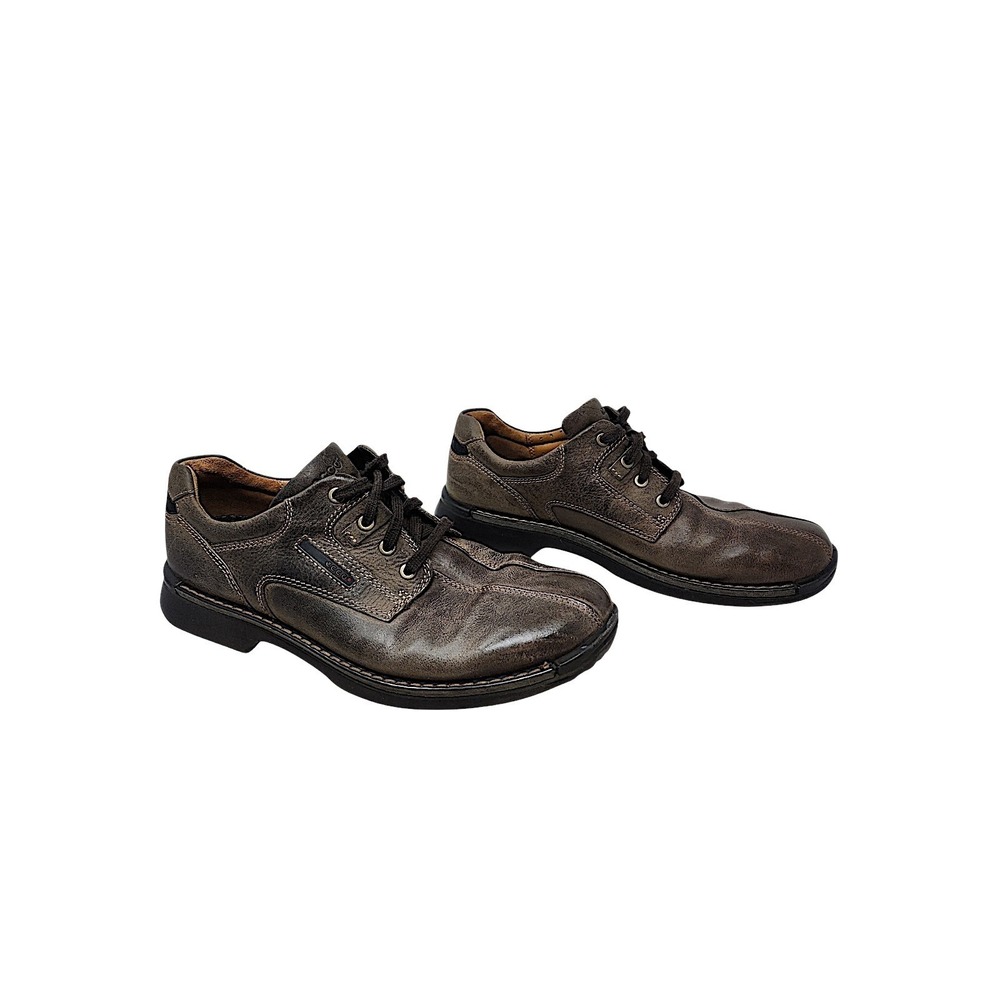 ECCO Oxford Shoes 45 Mens Fusion Bicycle Toe‎ Brown Leather Lace Up Shock Point